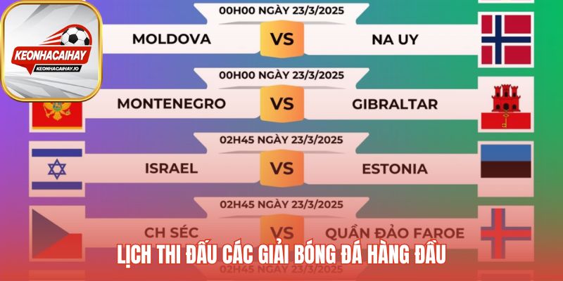 Thông tin lịch thi đấu chi tiết của các giải danh giá